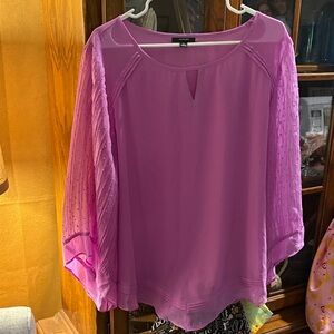 Alfani Purple Blouse with Sheer Sleeves